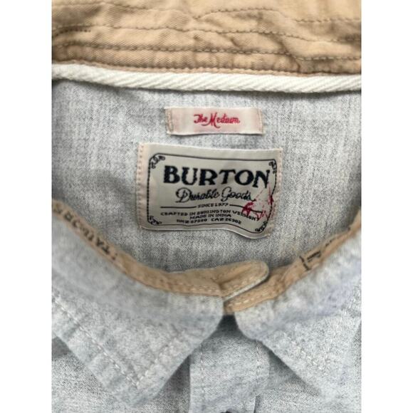 Burton Willow Flannel Shirt Light Gray Men’s Size Medium - Picture 3 of 6